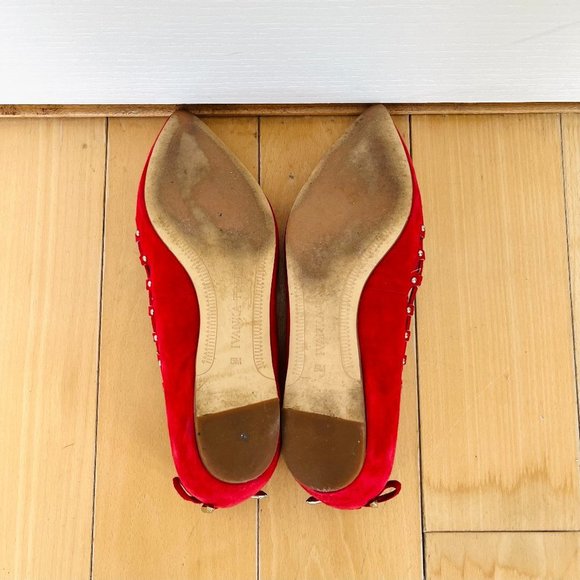 IVANKA Trump Red Suede Pointed Toe Ballet Flats Shoes Bow, Size 5 - Picture 6 of 6